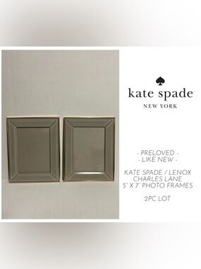 KATE SPADE / LENOX - 2PCS - LIKE NEW - 5X7 CAMEL / GOLD CHARLES LANE PHOTO FRAME